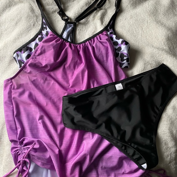 NBW Leopard Print Ruffled Drawstring Tie Tankini - Picture 5 of 5